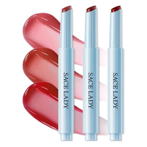 SACE LADY Glossy Lipstick, Moisturizing Non Sticky Lip Gloss Set, Glasting Solid Lip Tint Stain with Dewy Finish 3 Colors (01+04+06, 3pcs) Cover