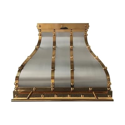 CHETTO C Stainless Steel Range Hood Cover with Quiet Vent Hood Insert Custom Handcrafted Metal Kitchen Fan Hood with LED Light Wall Mount 54"W x24"D x42"H