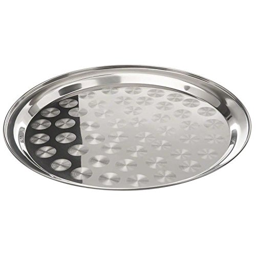 CONCEPT4U® Stainless Steel Round 35cm Serving Food Dish Thali Indian Balti Dinner Plate Party Restaurant Bar Waiters Cocktail Drink Mess Tray