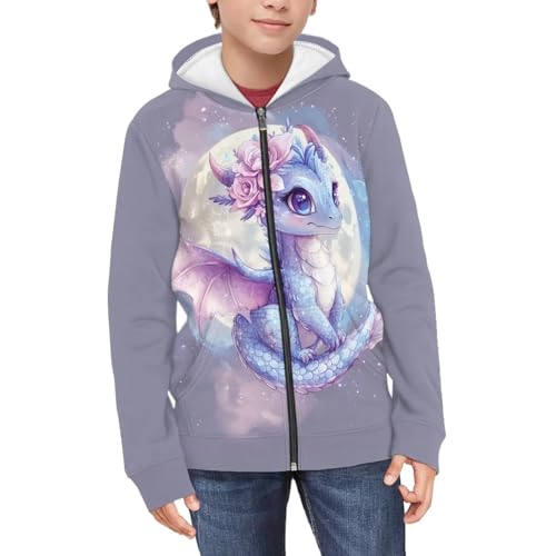 Dragon Hoodies Girls Zip Up Sweatshirt Oversize Zipper Jacket Thin Fall Outfits Long Sleeve Hoodie 6Y-16Y4