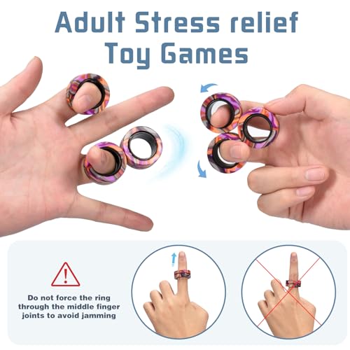Image of Halloween Magnetic Rings for Adults and Kids,Fidget Spinner Rings Toys for Anxiety Relief Therapy Boy and Girl Ages 8-13,Teens Halloween Party Favors Decorations,3PCS