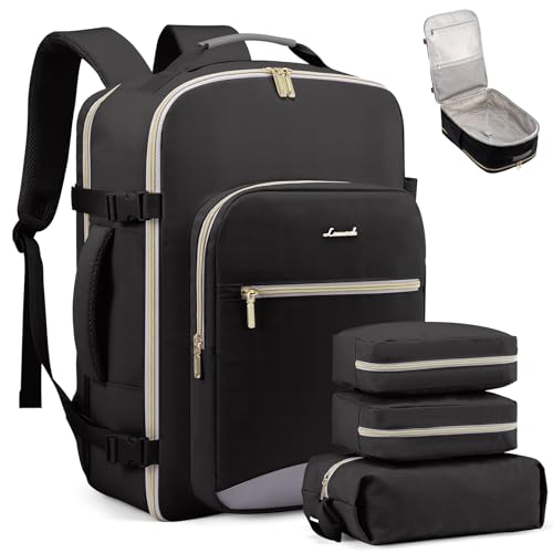 Image of LOVEVOOK 50L Travel Backpack Flight Approved Carry on Backpack,3 Packing Cubes,Waterproof Personal Item Travel Bag,TSA Carry on Luggage Suitcase Travel Essentials,Gifts for Women & Men,fits 18 inch Laptop