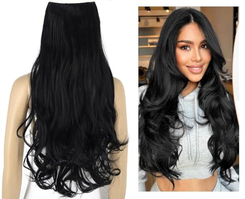 Image of Artifice 5 clip 32 INCH Super Long Wavy Curly Hair Extension for Women Natural Soft Clip on Extensions Synthetic Thick Hairs for Any Event for Girls Hair Extension Natural Black
