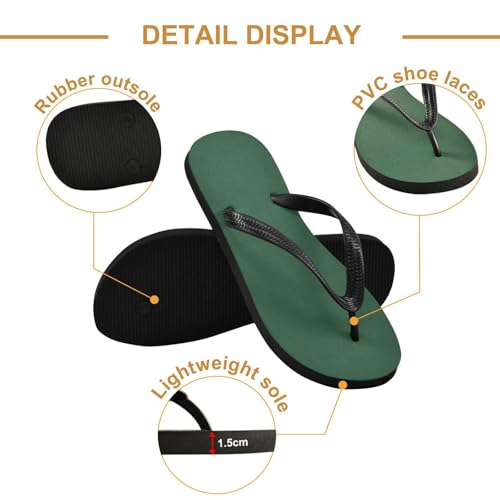 CEBUGI Unisex Flip Flop -Flat Sandal -NonSlip Couple Slippers -Natural Rubber Foam Soles Ultimate Comfort and Durability for Indoor Outdoor|Dark Green Background2