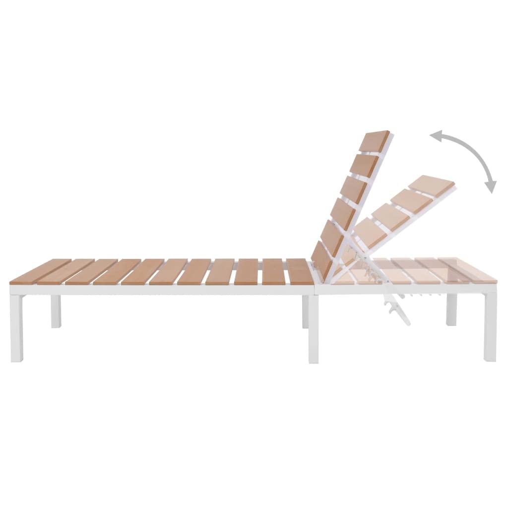 Leżak aluminiowy i WPC brązowy regulowany z 5 pozycjami, odporny na warunki atmosferyczne i ergonomiczny, idealny do ogrodu, na taras, balkon, basen i relaks na świeżym powietrzu