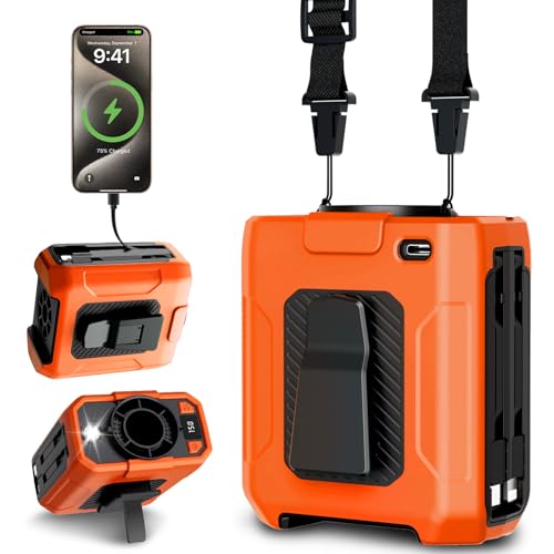 Uplayteck Ventilatore da Cintura, 10000mAh Ventilatore a Batteria con 5 Velocità & 18.000 RPM, 35H...