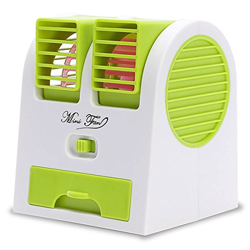 ZooooM USB 給電 式 ダブル 吹き出し 口 ファン 扇風機 方向 調節 調整 パソコン 周り 乾 電池 風 仕事 ワーク 作業 勉強 アウトドア 卓上 オフィス 会社 暑い 涼しい 快適 便利 (グリーン) ZM-DABUFAN-GR