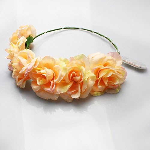 GeeLe LED Flower Garland Headband Decor Headdress Floral Crown Luminous 12 LED Headpiece For Party