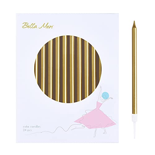 Bella Meri Gold Long Thin Metallic Birthday Candles cover