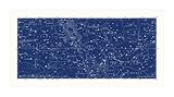 Large Horizontal Blue Constellations Map and Star Chart
