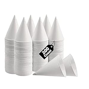 Smygoods White Paper Cone Cups 4.5 Oz, Snow Cone Cups 200 Count, (200 Count)