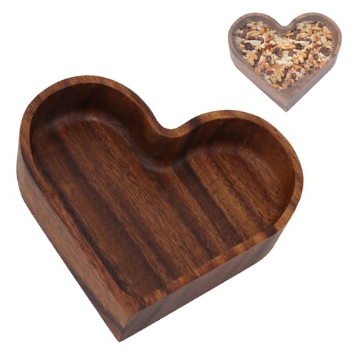 lvifloae Plato de fruta de madera Plato de queso en forma de corazón Textura suave Plato de cena elegante Dim Sum de madera Adecuado para cocina Comedor Bandeja de vajilla (Heart Shaped)