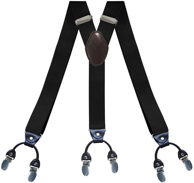 Polyester Filament 6 Clips Sling Belt Adjustable Elasticity Y Type Men's Suspenders