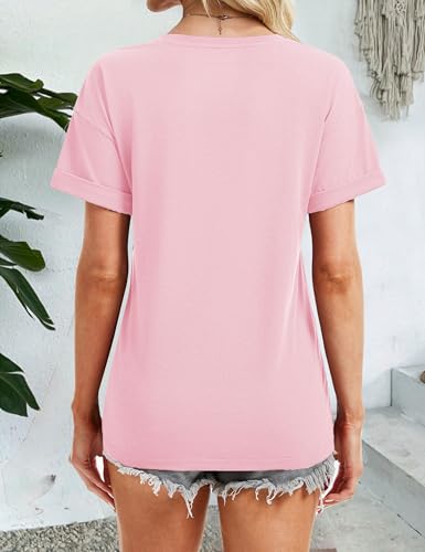 YUCOLEN Womens Short Sleeve V-Neck Shirts UPF 50+ Beach Vacation Casual Summer Loose Fit Tops 20253