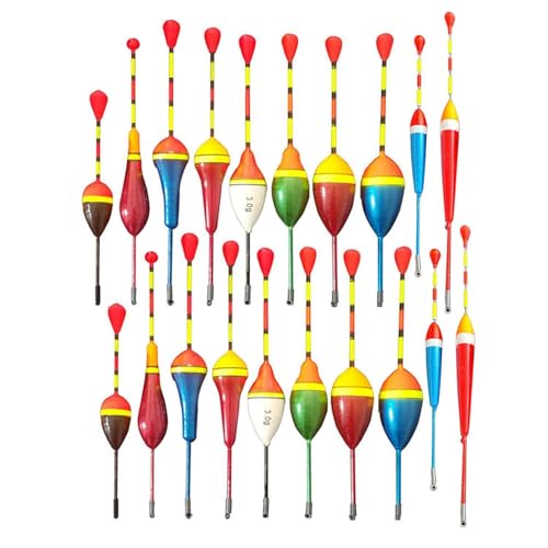 CWPFVQA Bouées De Pêche 20 Pièces, Flotteurs Rugueux pour La Pêche, Accessoires De Pêche en Plein Air, Ensembles D'Outils De Pêche, Ensembles De Matériel De Pêche, Flotteurs Crucian