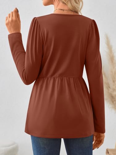 AUTOMET Womens Long Sleeve Babydoll Tops Tunic Shirts Business Dressy Casual Plus Size Blouse Fall Trendy Fashion 20254