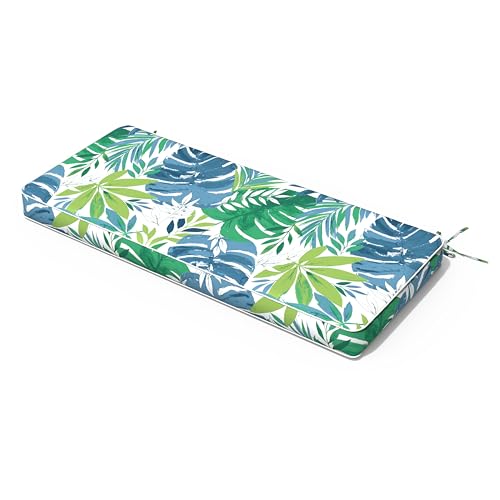 TWLEAR Outdoor Bench Cushion, Patio Furniture Cushion 48 x 18 x 3 Inch, Water Resistant Garden Sofa Swing Pad Settee Loveseat Couch Replacement Cushion, 1 Pack, Islamorada Blue Green
