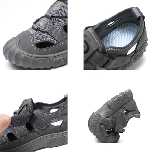 Men'S Hiking Sandals Comfortable Mesh Closed Toe Beach Sandals Non-Slip Slip-On Going Out Shoes4