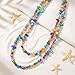 Gmai Colorful Double Layer Long Bead Necklace for Women Bohemian Chunky Statement Jewelry Natural Iridescent Shell Irregular Glass Beads Chunky Layered Long Chain Accessory (Colored long bead)