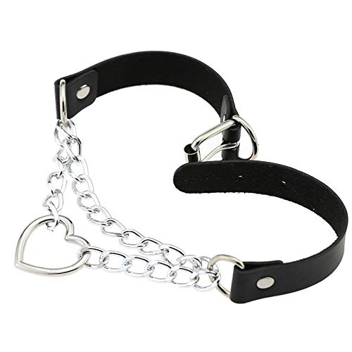 Mugeer DGFDG996 Leather Choker Collar Necklace, Heart Shape Gothic Punk Rock Choker Necklace Collars (Heart Chain) (Sold thumb #3