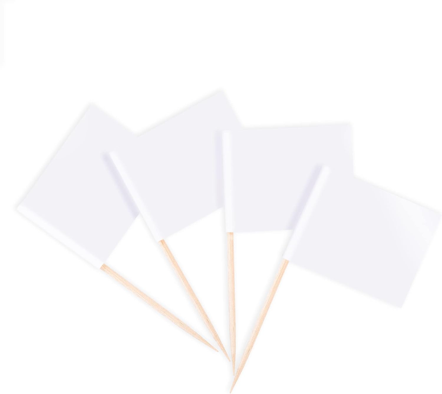 VEWINGL 100 Pieces Blank Toothpick Flags,cupcake Toppers Appetizers Flag,DIY Food Sandwiches for Birthday Party Cocktail Ice Cream Cake Cheeseplate Decoration(White)