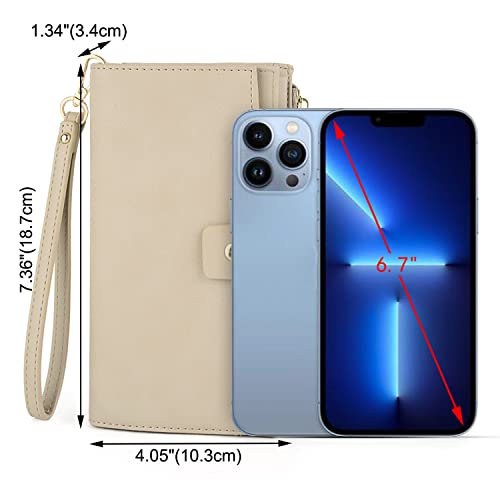 Image of UTO Wallet Women Vegan Leather Wristlet Snap Long Purse Credit Card Holder Elegant Clutch