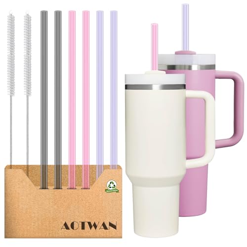 AOTWAN Strohhalm für Stanley Cup 6 Stück Strohhalme Lang 30.5cm,6 Geraden Strohhalme for Stanley mit 2 Reinigungsbürsten...