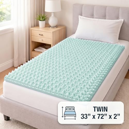 Image of DMI 2-Inch Foam Mattress Topper, Egg Crate Foam Pad for Support, Air Circulation, Pressure Relief & Weight Distribution, Twin Size 33 x 72, Blue