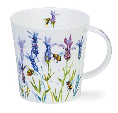 Dunoon Tasse aus feinem Porzellan Cairngorm Form Busy Bees Muster 480 ml Lavendel