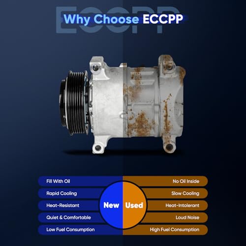 Image of ECCPP AC Compressor for Chevrolet Silverado 3500 4500 5500 HD 2019-2020 | for GMC Terrain L4 1.5L 2023-2024 Fit for GMC Sierra 2500 3500 HD 6.6L 2015-2023 Fast Cooling AC Compressor with Clutch