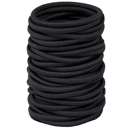 28 Stück Haargummi Schwarz,Haargummis Damen,4mm dick Haargummi,Elastische Hair ties,gilt für Pferdeschwanz, Zöpfe, Alltagslooks.