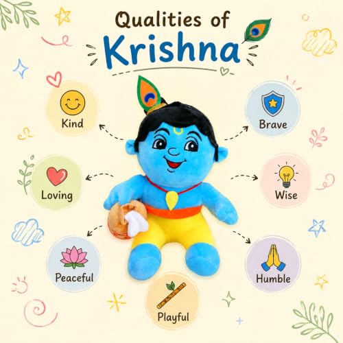 Image of AVSHUB Baby Krishna Plush Toy Cute Bal Gopal Soft Doll with Makhan Pot for Soft Plush Toy, Best Birthday Gift for Infants, Toddlers & Kids (Medium - 28 Cm, Without Music)