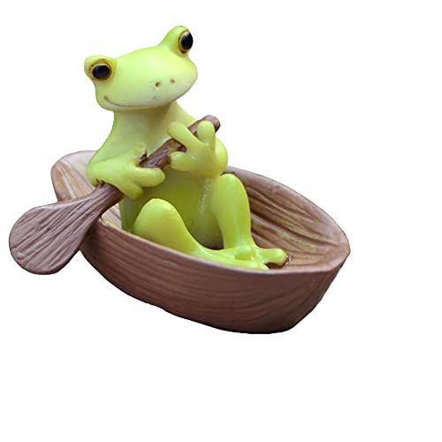 Gemmia Miniature Fairy Garden Frog Statues- Mini Boating Frog Figurine #TOP4