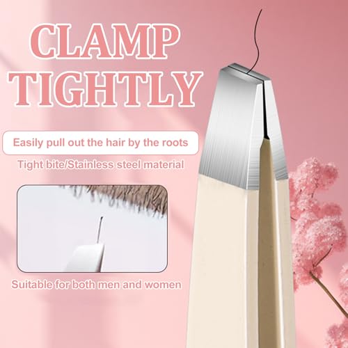 Hshenjhu 4 Juegos Pinzas Para El Vello Facial, Pinza Para Cejas De Acero Inoxidable, Juego de Tweezers de Precisión Profesionales, Con caja de Almacenamiento, Mujeres y Hombres (Rosa) - imagen 4