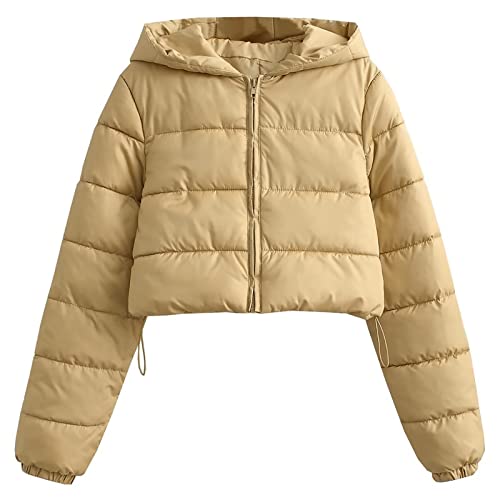 Veste en coton remplie à la main avec capuche manteau court uni femme S