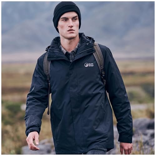 NORTH RIDGE Men’s Align 3-in-1 Jacket with Removable Insulated Inner & Adjustable Hood, Waterproof, Breathable & Warm Winter Coat (UK, Alpha, M, Regular, Regular, Black) - Image 5