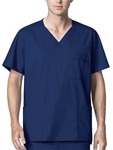 WonderWink Men's V-Neck Top, Navy, Large