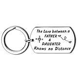 Dad Gifts From Son Daughter Dad Keychain Father Keyring Key Tags For Daddy Papa Men Jewelry For Father's Day Birthday (The Love Between A Father&Daughter Knows No Distance)