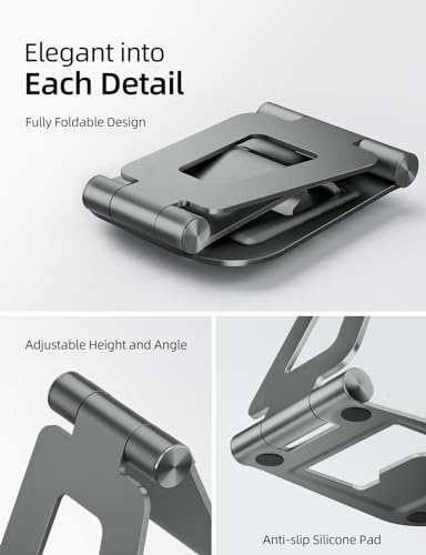 image for Nulaxy Aluminum Dual Foldable iPad Stand, Fully Adjustable Desktop Tab