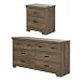 South Shore Versa 6-Drawer Double Dresser and 2-Drawer Nightstand, Weathered Oak