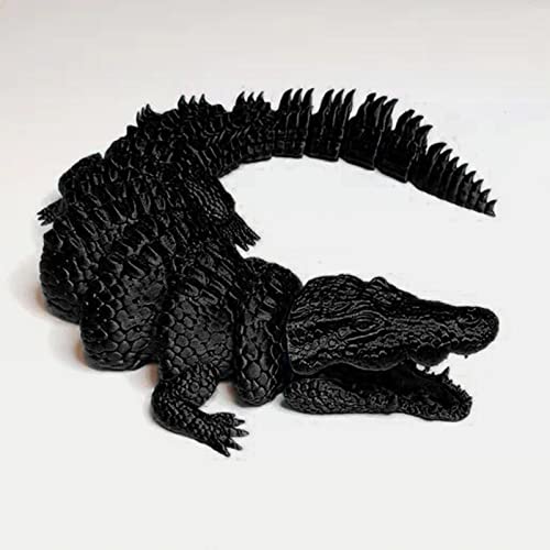 3D Printed Toys Crocodile Toy Relief Anxiety Crocodile Action Figures, Rotatable and Poseable 3D Articulated Crocodile for Adults Collectors 3D Printed Dragon Toys (Black, 13in)