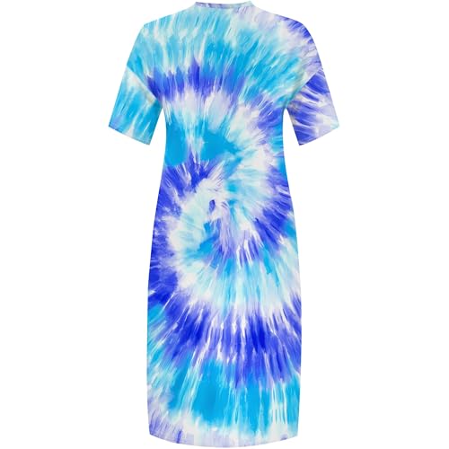 Image of SUZONANA Plus Size Dresses for Curvy Women Maxi Dress Tie Dye Oversized Summer Outfits Short Sleeve Long Casual Sundresses 5XL