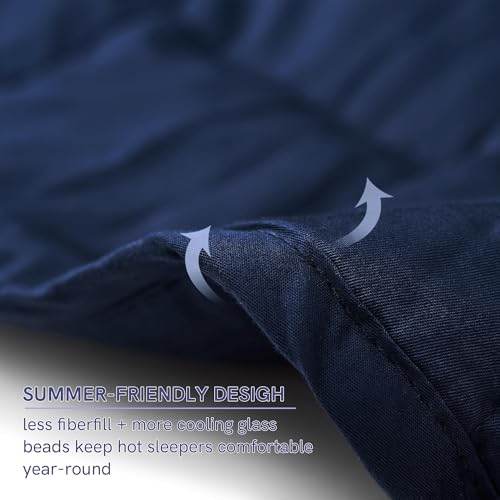 YnM Exclusive 50 lbs Weighted Blanket, Extra Heavy Cotton Bed Blanket for Two Persons, Ideal for Queen or King Bed (88x104 Inches, 50 Pounds, Navy)