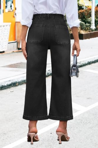 Wide Leg Jeans for Women High Waist Baggy Stretchy Flared Jeans Trendy Cropped Denim Jeans Pants with Pocket2