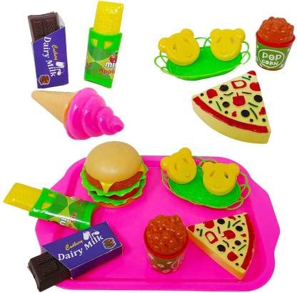 ANANYA Pizza Party Fast Food Pretend Cooking & Cutting Play Set Toy for Kids Pretend Play Cooking Toys Kitchen Play Set for Kids Girls and Boys Multi Color (B09P5KM87V) Amazon Price History, Amazon Price Tracker