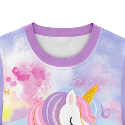 LQSZ Girls Pajamas Short Sleeve Toddler Girl Summer Pajamas 3 Piece Pjs Set Sleepwear for Girls 3-10 Years3