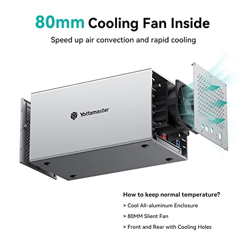 Yottamaster 4 Bay Raid Enclosure,Aluminum 4 Bay 2.5/3.5 Inch Usb3.0 Raid External Hdd Array Enclosure Sata3.0 Support 4 X 16Tb & Uasp,Mac Style Designed For Personal Storage At Home&Office #TOP3