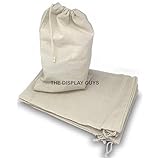 12-Pack extra-thick 12x16 Pure Cotton Canvas Muslin Bags with Drawstring, Reusable Washable All Purpose Pouches by The Display Guys
