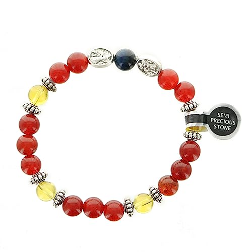 Pulsera del Arcángel San Miguel de piedras semipreciosas - Pulsera de fantasía - Culto cristiano en piedras naturales