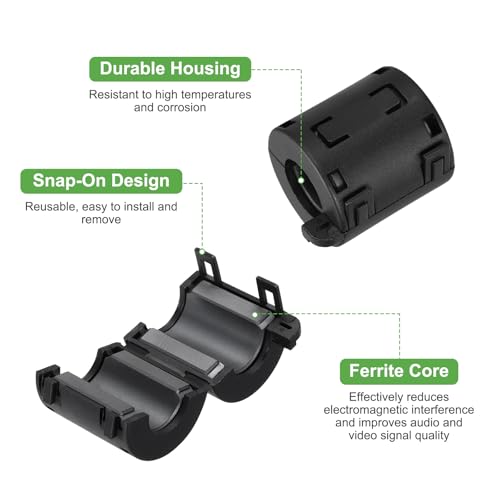 Supresión de ruido RFI EMI con anillo de ferrita para cables de 16mm 3